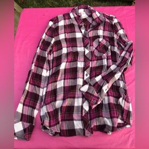 Gap pink maroon plaid shirt